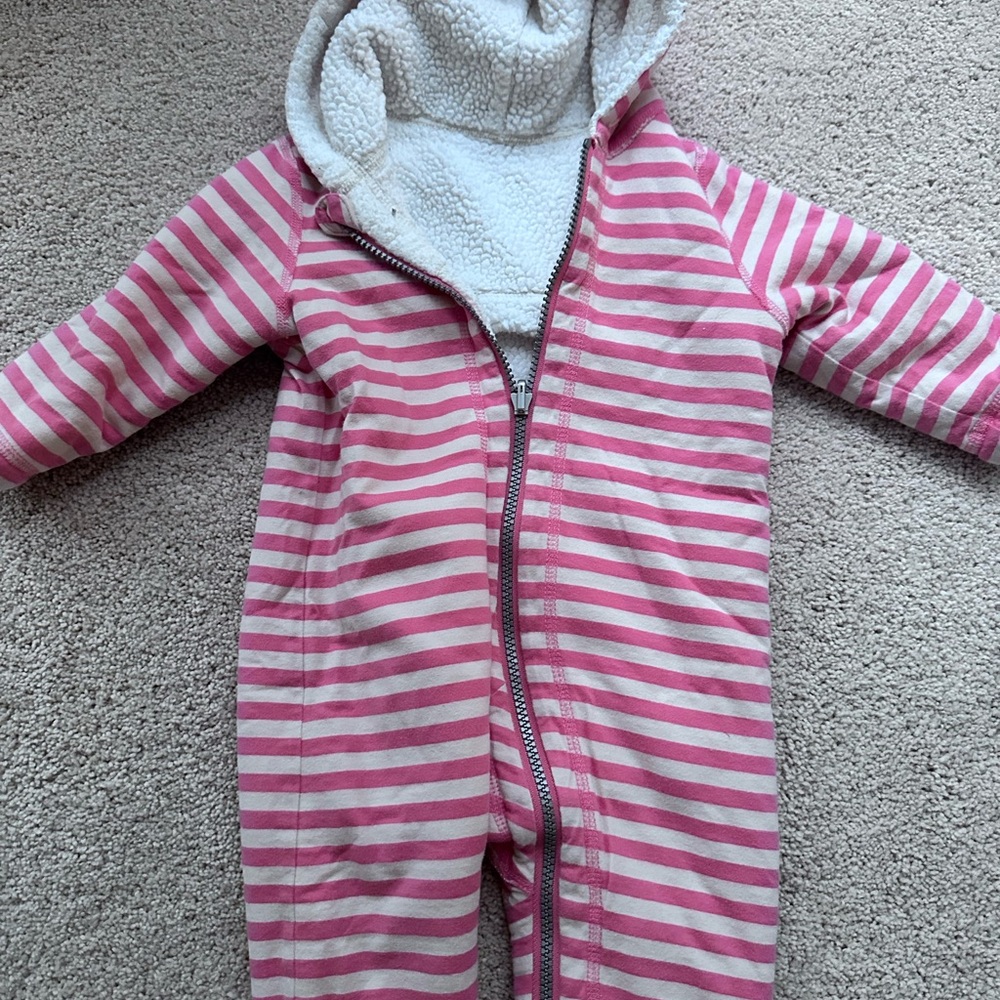 Hanna Andersson Pink and White Striped Kids Footie